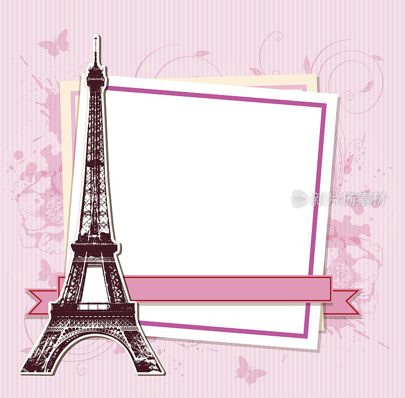 白色框架，巴黎和埃菲尔铁塔