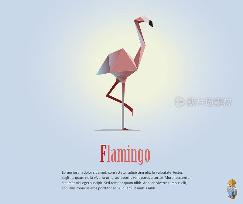 向量粉红色火烈鸟，野生动物现代图标