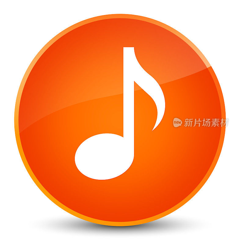 音乐图标优雅橙色圆形按钮