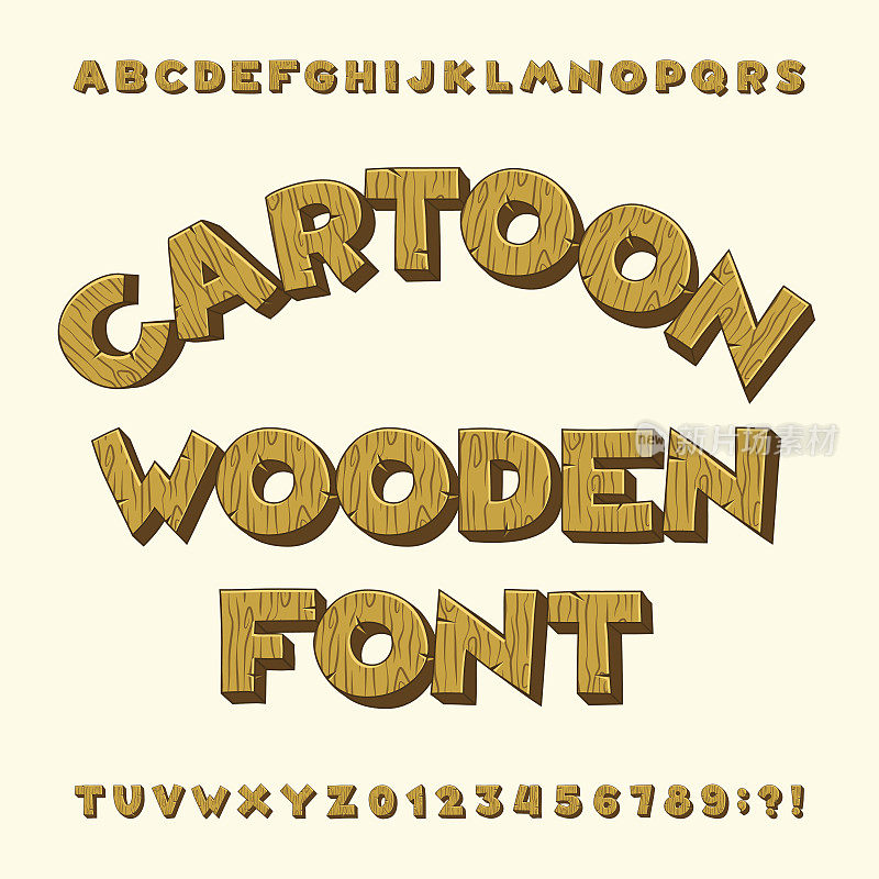 卡通木制字母字体。输入字母、数字、符号。