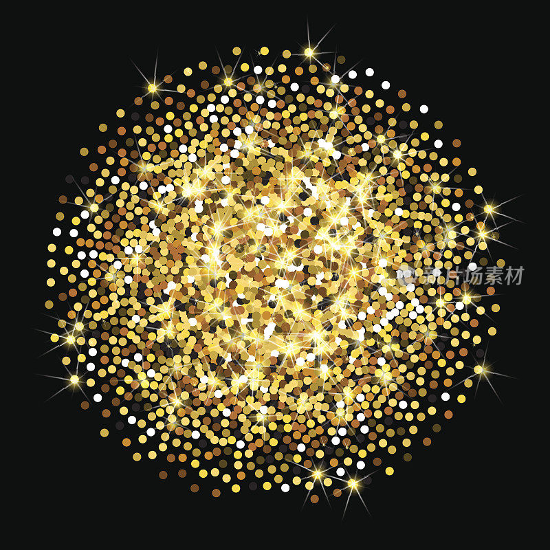 金色闪光矢量纹理。黄金sparcle背景。琥珀色的粒子。Luxory背景。