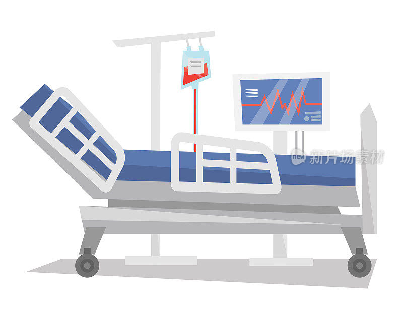 医院病床与医疗设备矢量插图