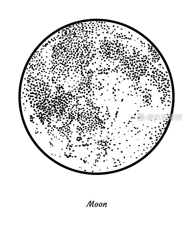 行星月亮插图，绘画，雕刻，墨水，线条艺术，矢量