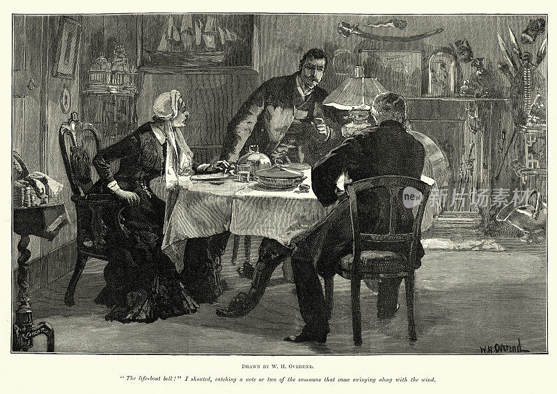 维多利亚时代的年轻男子急着离开餐桌