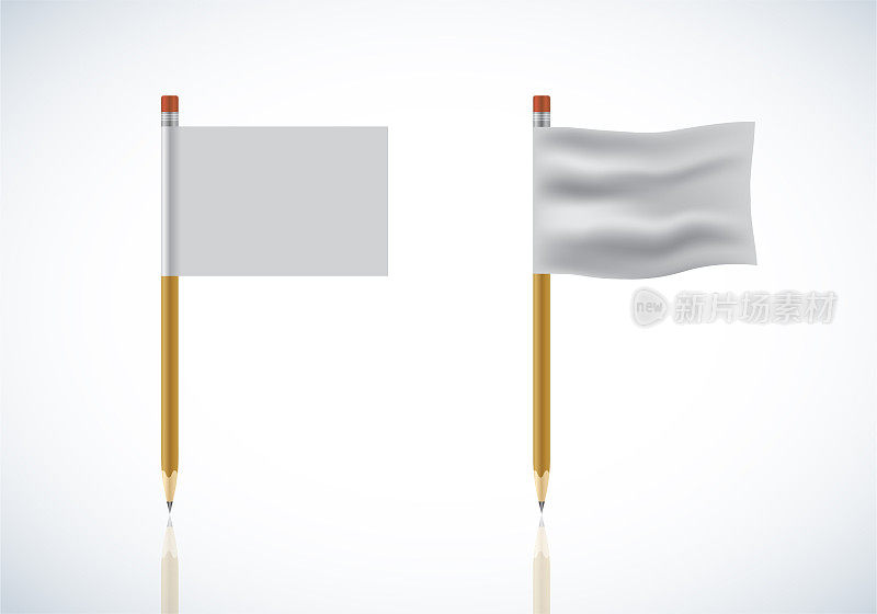 现实模板空白白旗矢量铅笔
