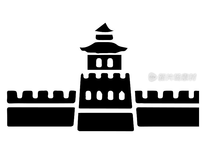 中国长城的黑色素描