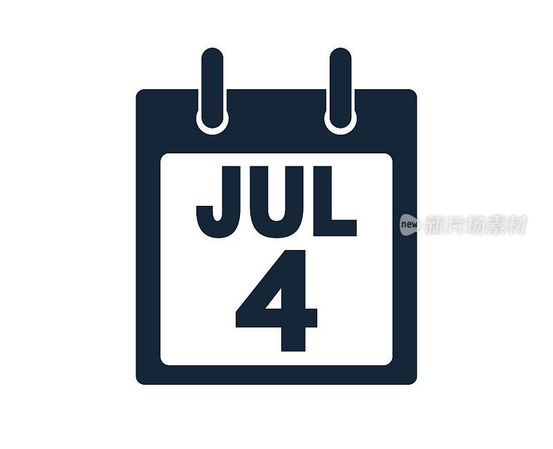 7月4日日历图标股票矢量插图