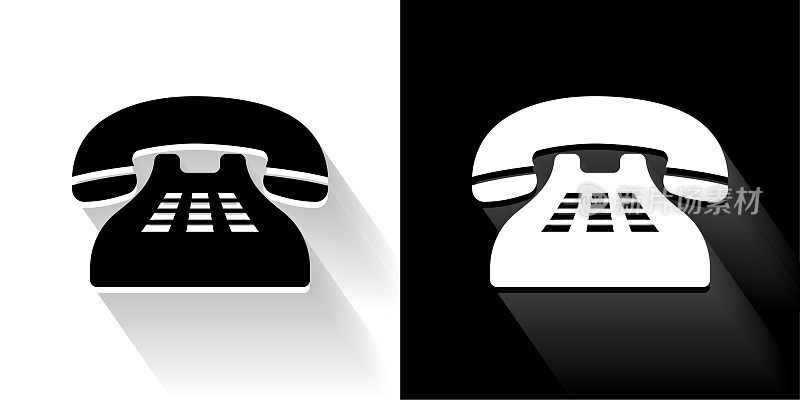 电话黑白图标与长影子
