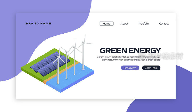 绿色能源概念矢量插图登陆页面模板，网站横幅，广告和营销材料，在线广告，业务演示等。