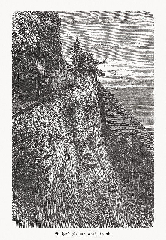 Arth-Rigi铁路，瑞士，木刻，1893年出版