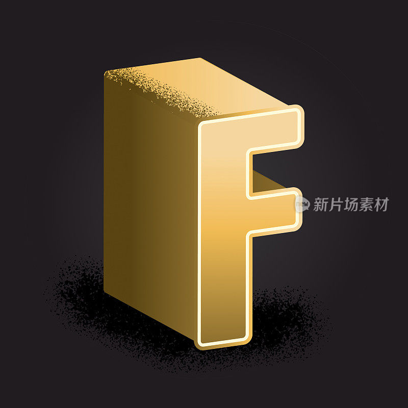 金色3d装饰字母F设计