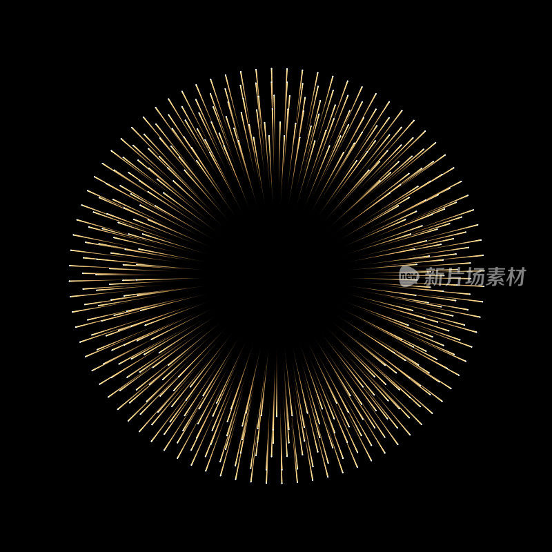 金色的纤维末端围绕拷贝空间形成花环