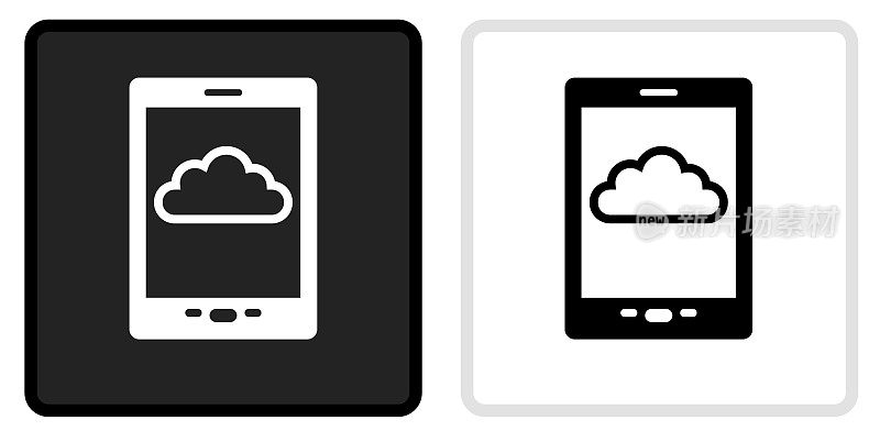平板电脑云计算图标上的黑色按钮与白色翻转