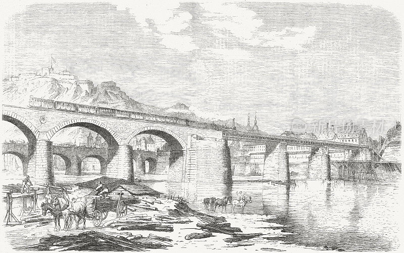 科布伦茨附近摩泽尔河上的铁路桥