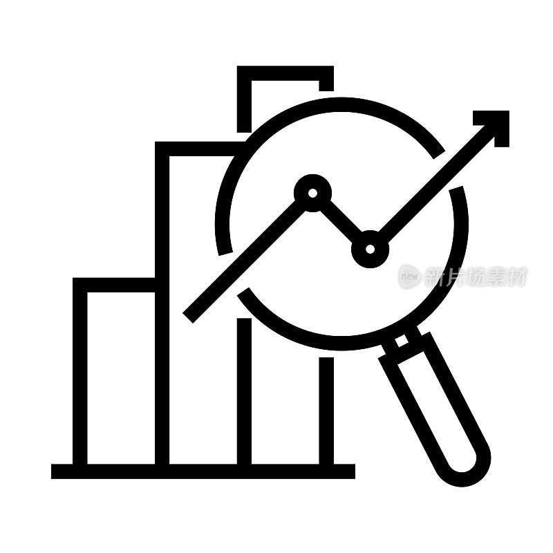 分析线图标，轮廓符号矢量插图