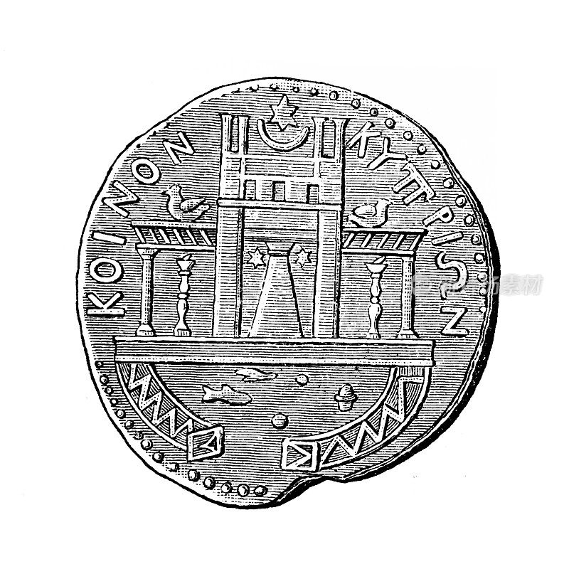描绘卡拉卡拉皇帝的帕福斯城青铜硬币211-217