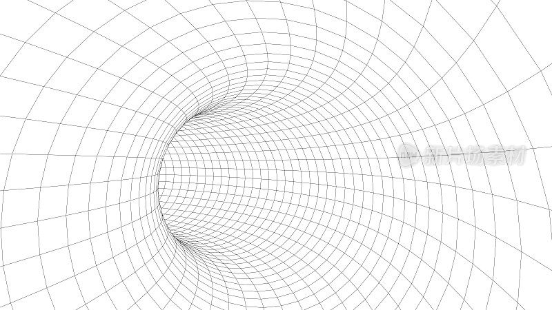 隧道或虫洞。3d未来视角网格背景纹理。矢量插图。
