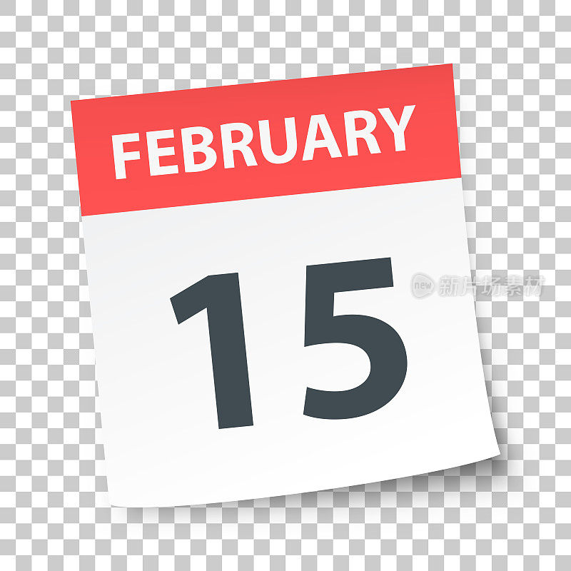 2月15日-每日日历在空白背景