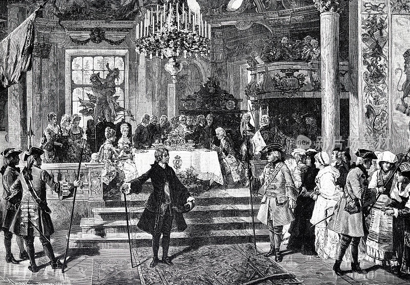 查理三世和他的妻子在那不勒斯人面前用餐