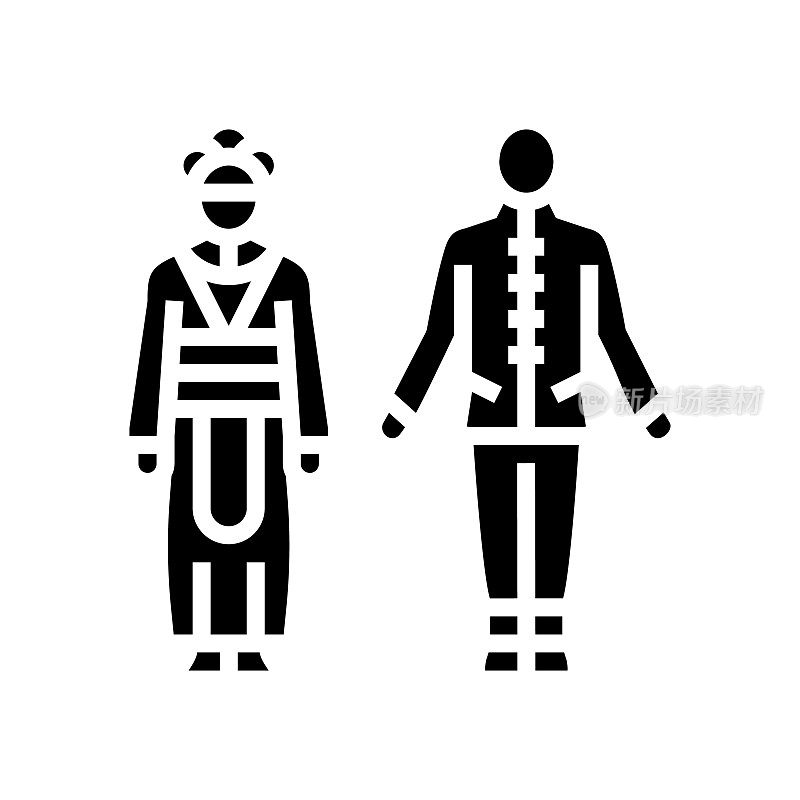 中国民族服饰象形符号矢量插图