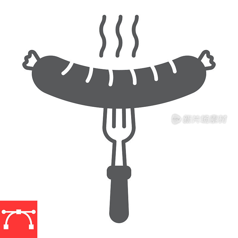 香肠上的叉子字形图标