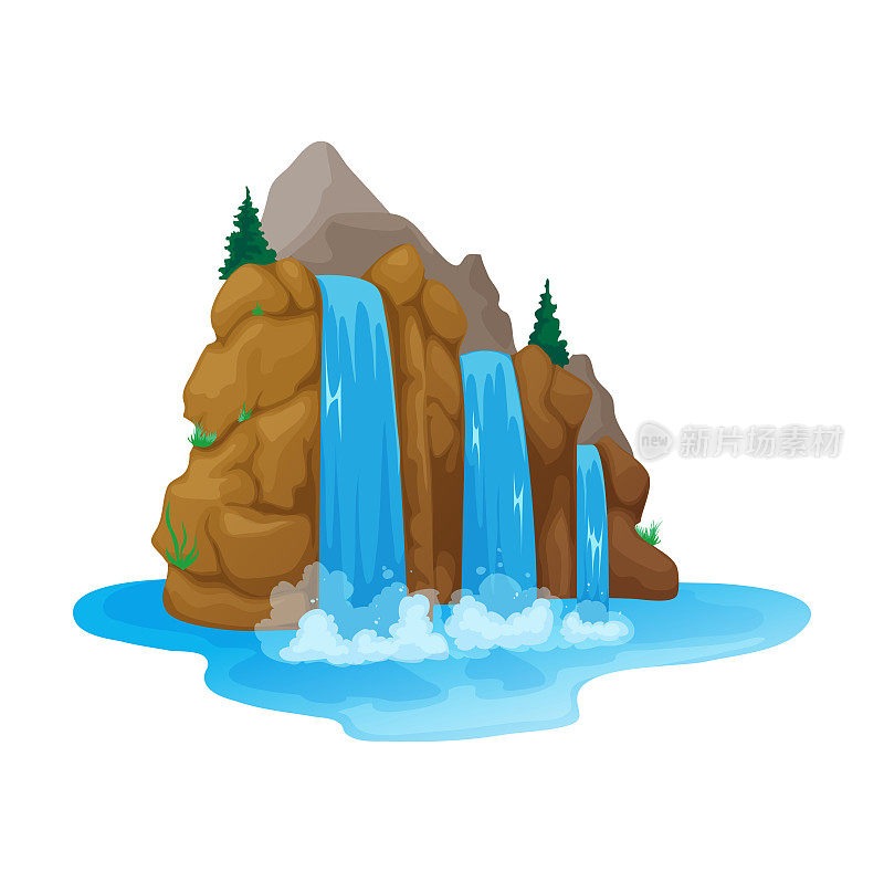 瀑布，溪水从山上落下