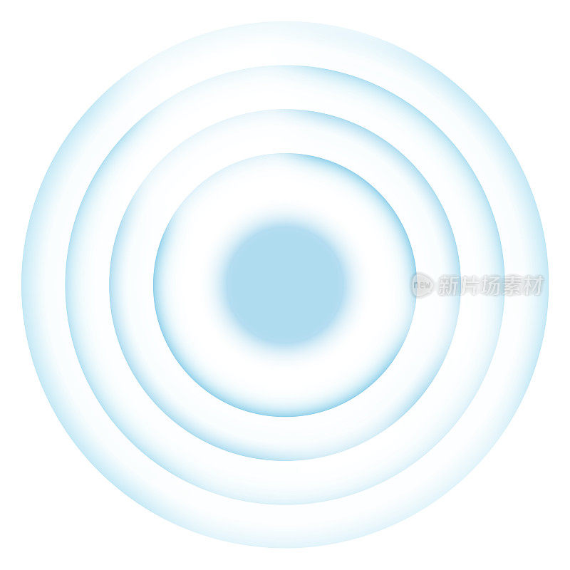 蓝色同心圆。声纳波。信号源