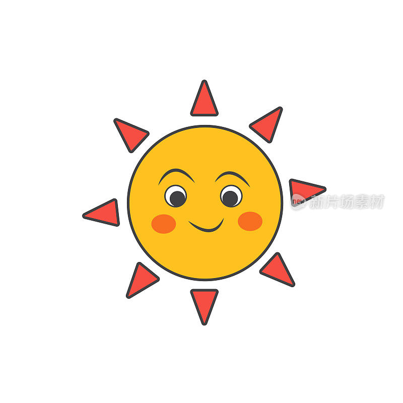 插图矢量图形微笑太阳可爱的图标
