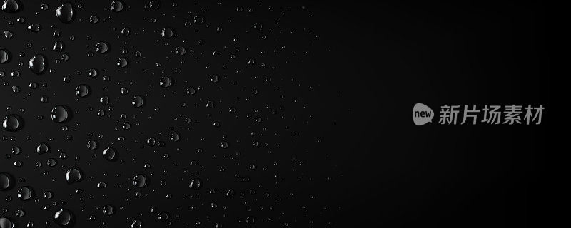 雨滴凝结，雨滴落在黑色的背景上