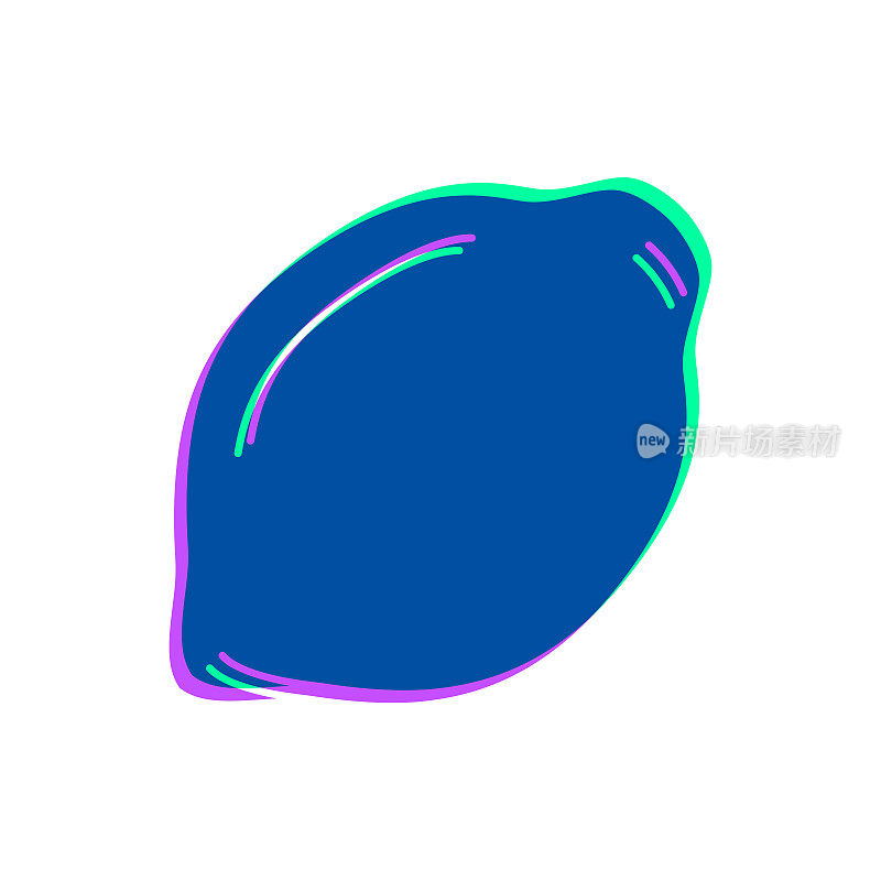 柠檬。图标与两种颜色叠加在白色背景上