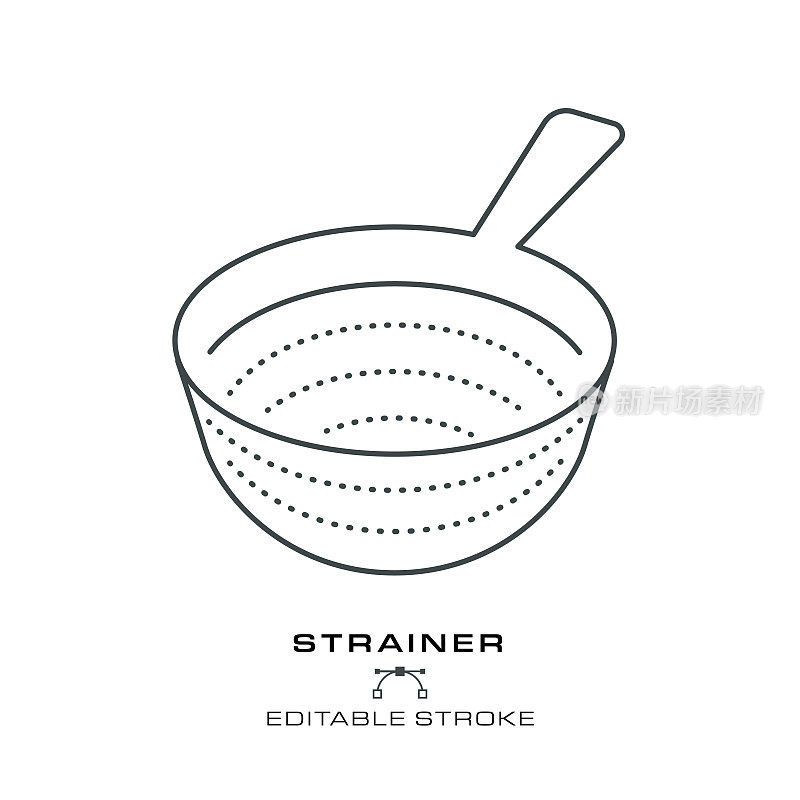 筛-单一烹饪图标-可编辑的笔画。