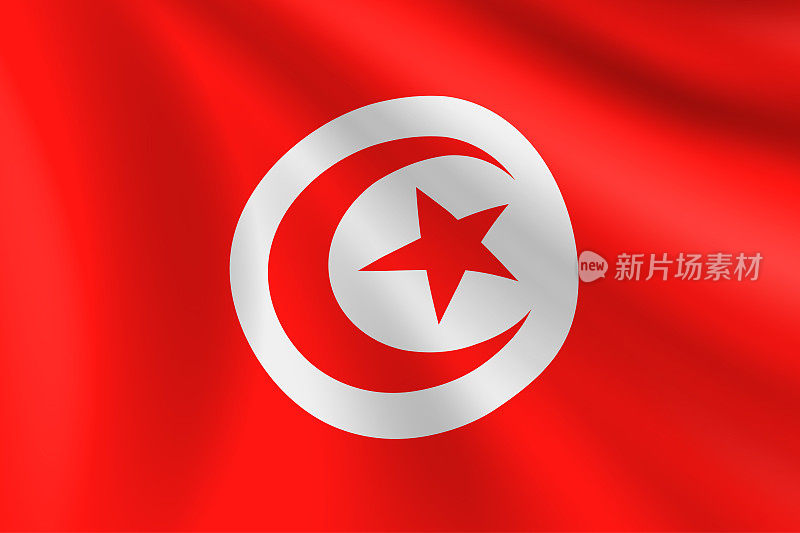 突尼斯国旗。突尼斯国旗。矢量标志背景。股票插图