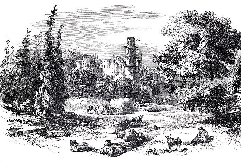 海德堡城堡插图，1854年