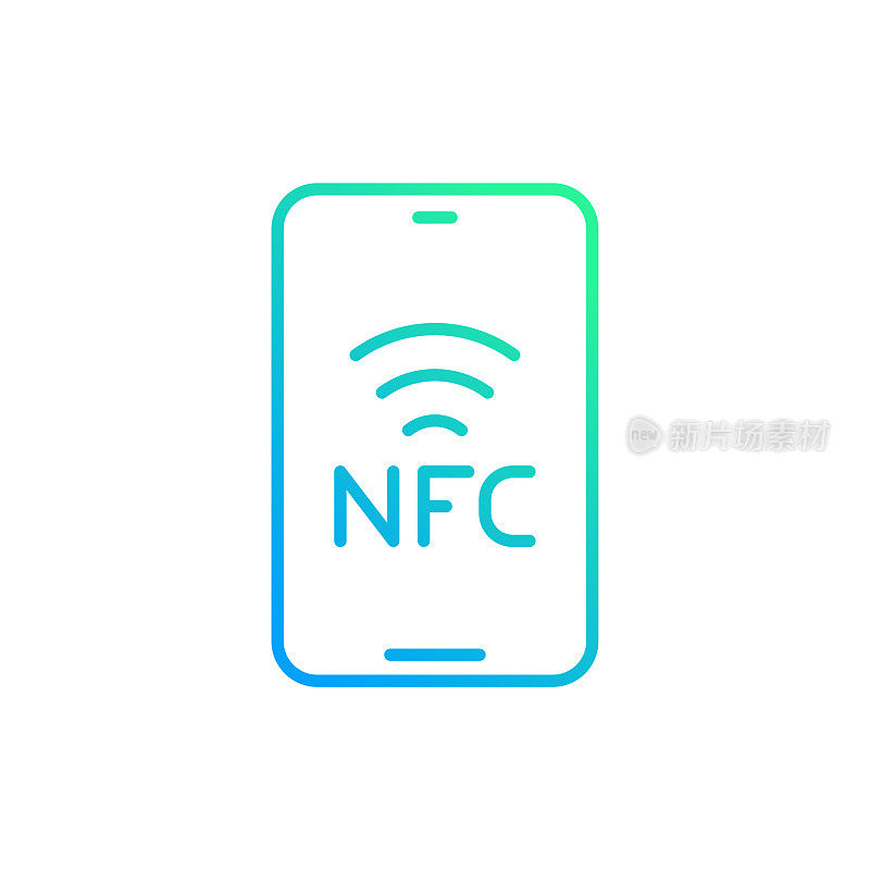 NFC近场通信梯度线图标。Icon适用于网页设计、移动应用、UI、UX和GUI设计。