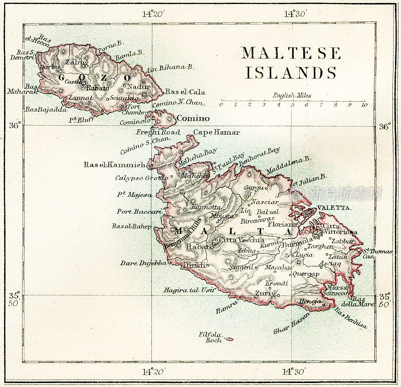 马耳他群岛地图1883年