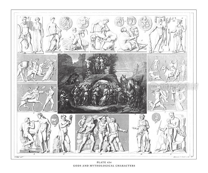 雕刻古玩插图，1851年出版。雕刻古玩插图，1851年出版