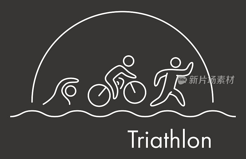 铁人三项标志和图标。游泳，骑自行车，跑步