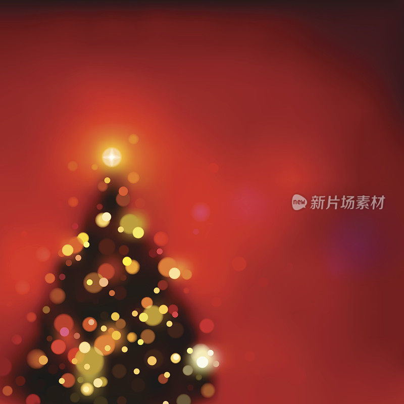 模糊的圣诞树与灯光背景。EPS8