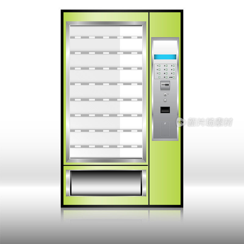 自动售卖食品饮料的自动售货机。、矢量插图