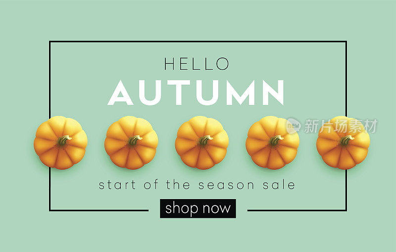 时尚现代的秋季背景与明亮的秋季南瓜设计的海报，传单，横幅。向量树脂