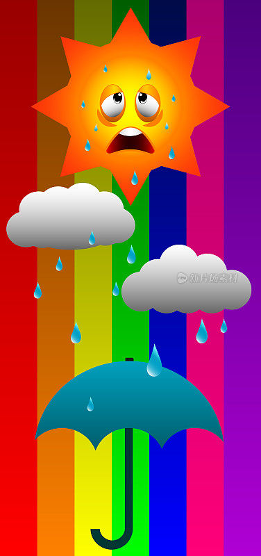 回收夏季和雨天与彩虹背景