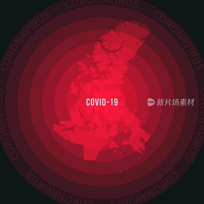 努纳武特地图与COVID-19的传播。冠状病毒爆发