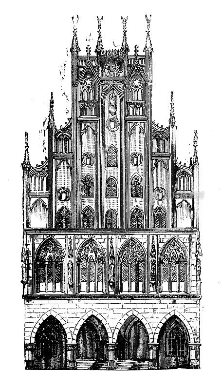古董插图:明斯特市政厅