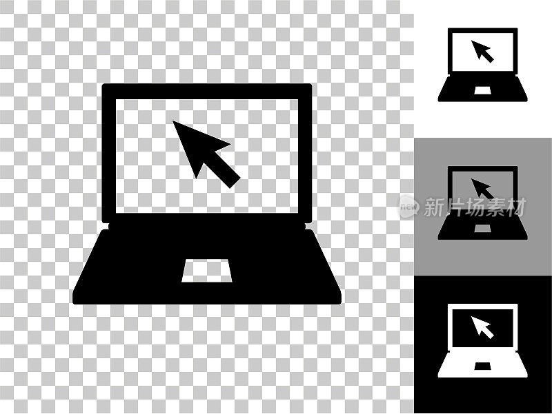 笔记本电脑图标在棋盘透明的背景