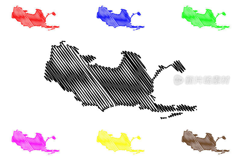 图里亚蒂城(俄罗斯联邦，俄罗斯，萨马拉州)地图矢量插图，涂鸦图里亚蒂格勒市或图里亚蒂地图