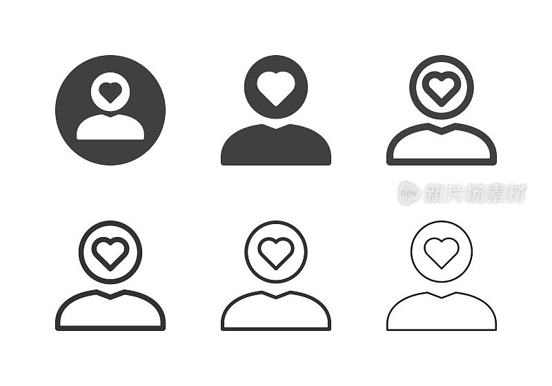 人脑心脏图标-多系列