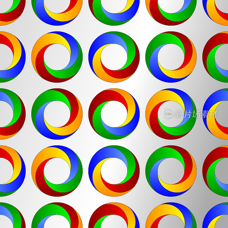 漩涡甜甜圈形状每四个颜色分开的部分与轮廓