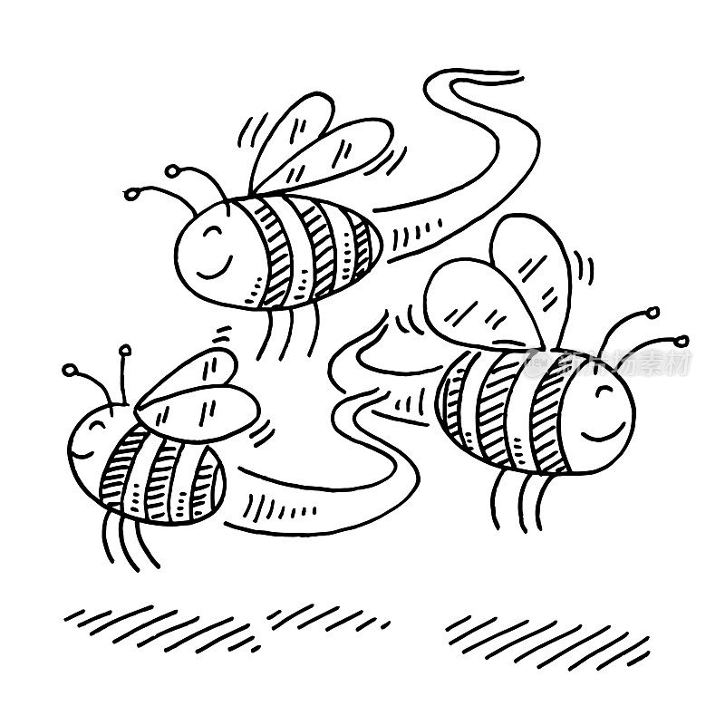可爱的卡通蜜蜂飞行画