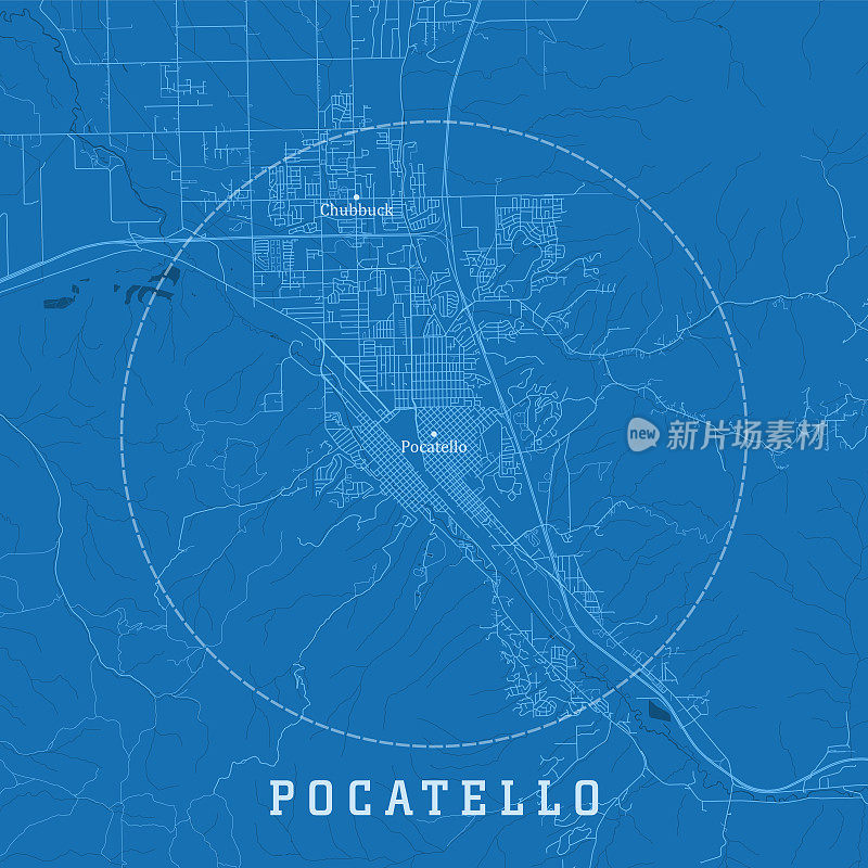 波卡特洛ID城市矢量道路地图蓝色文本