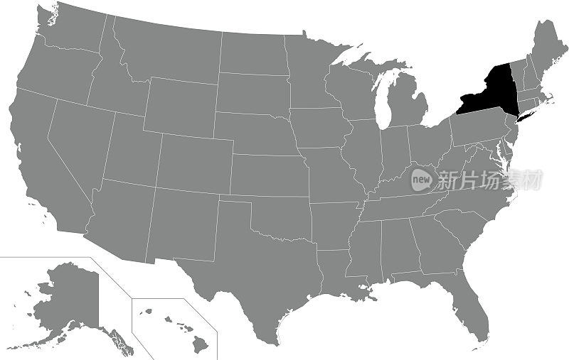 美国纽约的位置地图
